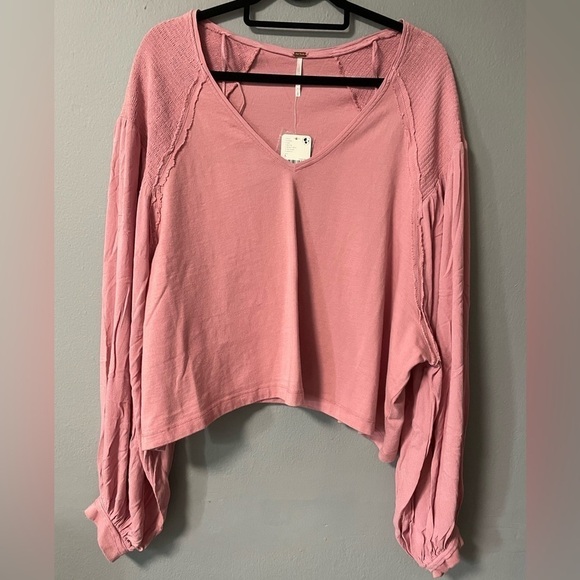NWT Free People Kathy Tee in Blush. Size Large - Picture 6 of 10